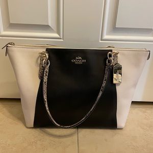 Coach Large Black and Cream python bag